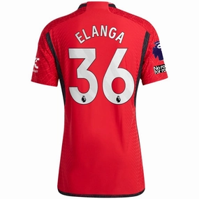 adidas Manchester United Home Authentic Anthony Elanga Home Jersey 23/24 w/ EPL   No Room For Racism Patches (Team College Red) Temperature Control Technology