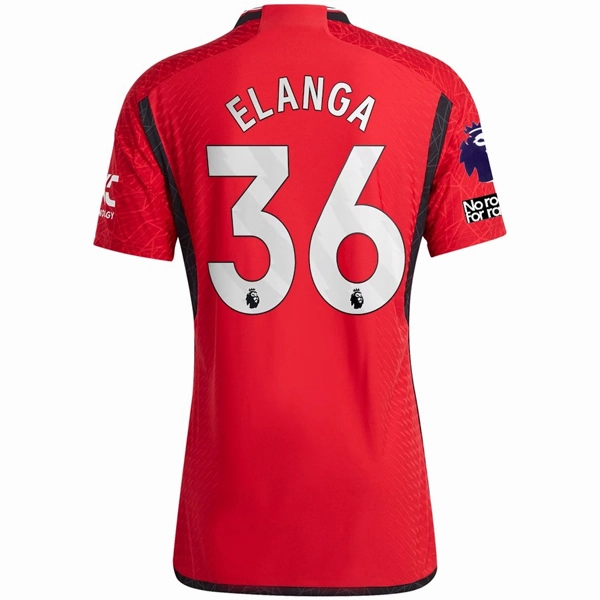 adidas Manchester United Home Authentic Anthony Elanga Home Jersey 23/24 w/ EPL   No Room For Racism Patches (Team College Red) Wrinkle Free Travel Fabric