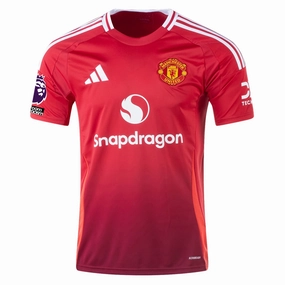 adidas Manchester United Home Jersey w/ EPL   No Room For Racism 24/25 (MUFC Red) Frictionless Inner Layer Wicking Performance Fabric