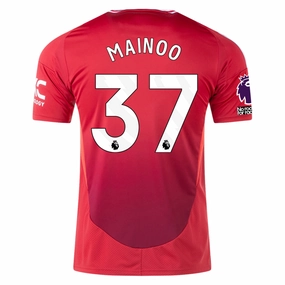 adidas Manchester United Kobbie Mainoo Home Jersey w/ EPL   No Room For Racism 24/25 (MUFC Red) Ultraviolet Protection Fabric