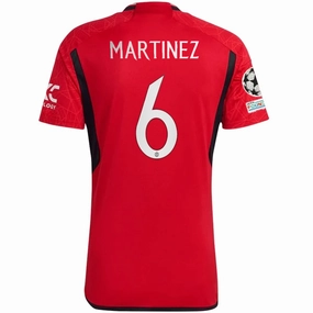 adidas Manchester United Lisandro Martinez Home Jersey 23/24 w/ Champions League Patches (Team College Red) Comfort Driven Contrast Trim Detailing