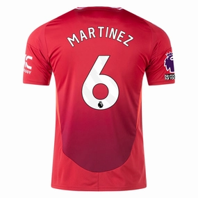 adidas Manchester United Lisandro Martinez Home Jersey w/ EPL   No Room For Racism 24/25 (MUFC Red) High Compression Support Moisture Transfer