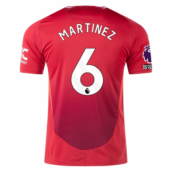 adidas Manchester United Lisandro Martinez Home Jersey w/ EPL   No Room For Racism 24/25 (MUFC Red) Low Bulk Construction