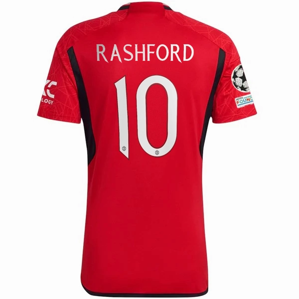 adidas Manchester United Marcus Rashford Home Jersey 23/24 w/ Champions League Patches (Team College Red) Thermoregulating Lining