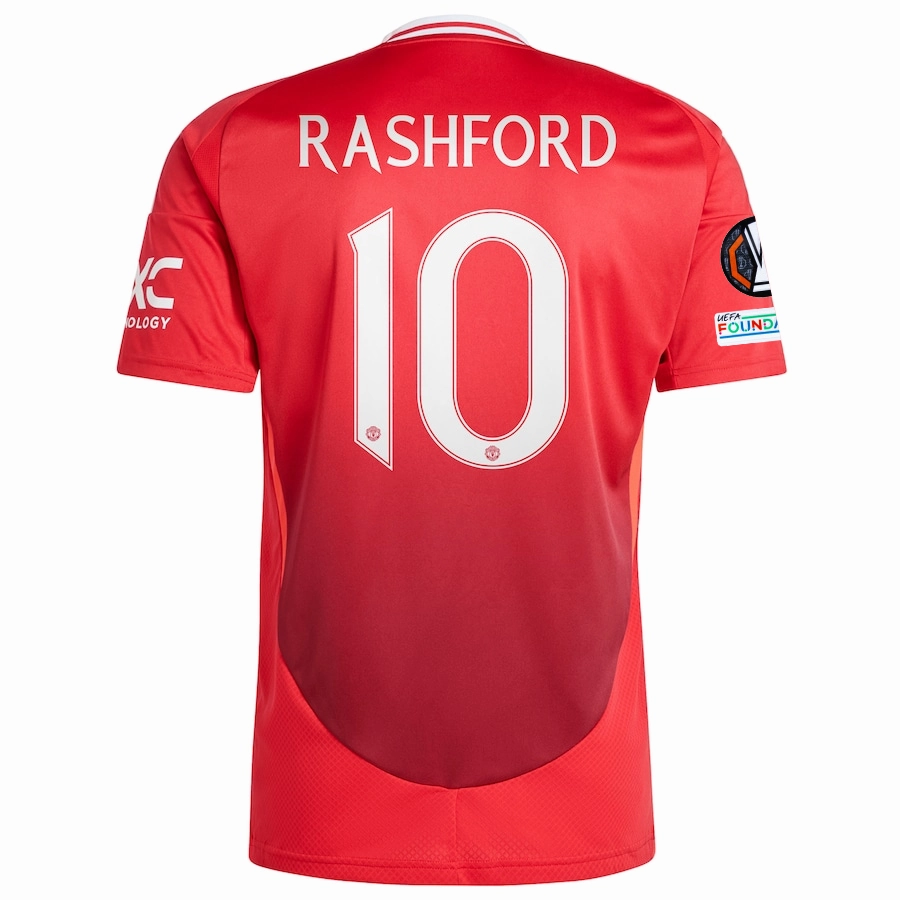 Street Style adidas Manchester United Marcus Rashford Home Jersey w/ Europa League Patches 24/25 (MUFC Red)
