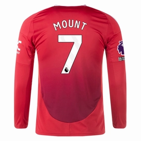 adidas Manchester United Mason Mount Long Sleeve Home Jersey w/ EPL   No Room For Racism Patches24/25 (Red) Performance Layer Soft Touch Material