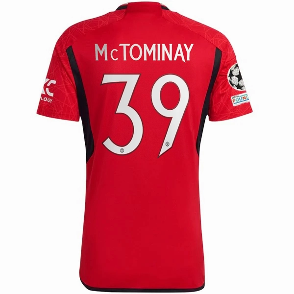 Low Bulk Design Mesh Panel Ventilation adidas Manchester United Scott McTominay Home Jersey 23/24 w/ Champions League Patches (Team College Red)
