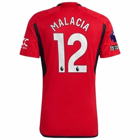 Smooth Zone Paneling Double Layered Collar adidas Manchester United Tyrell Malacia Home Jersey 23/24 w/ EPL   No Room For Racism Patches (Team College Red)
