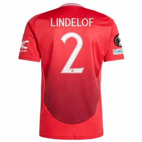 Frictionless Inner Layer adidas Manchester United Victor Lindelof Home Jersey w/ Europa League Patches 24/25 (MUFC Red)