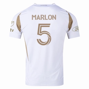 High Motion Moisture Control System adidas Marlon LAFC Authentic Away Jersey w/ MLS   Apple   Ford Logo 25/26 (White/Gold)