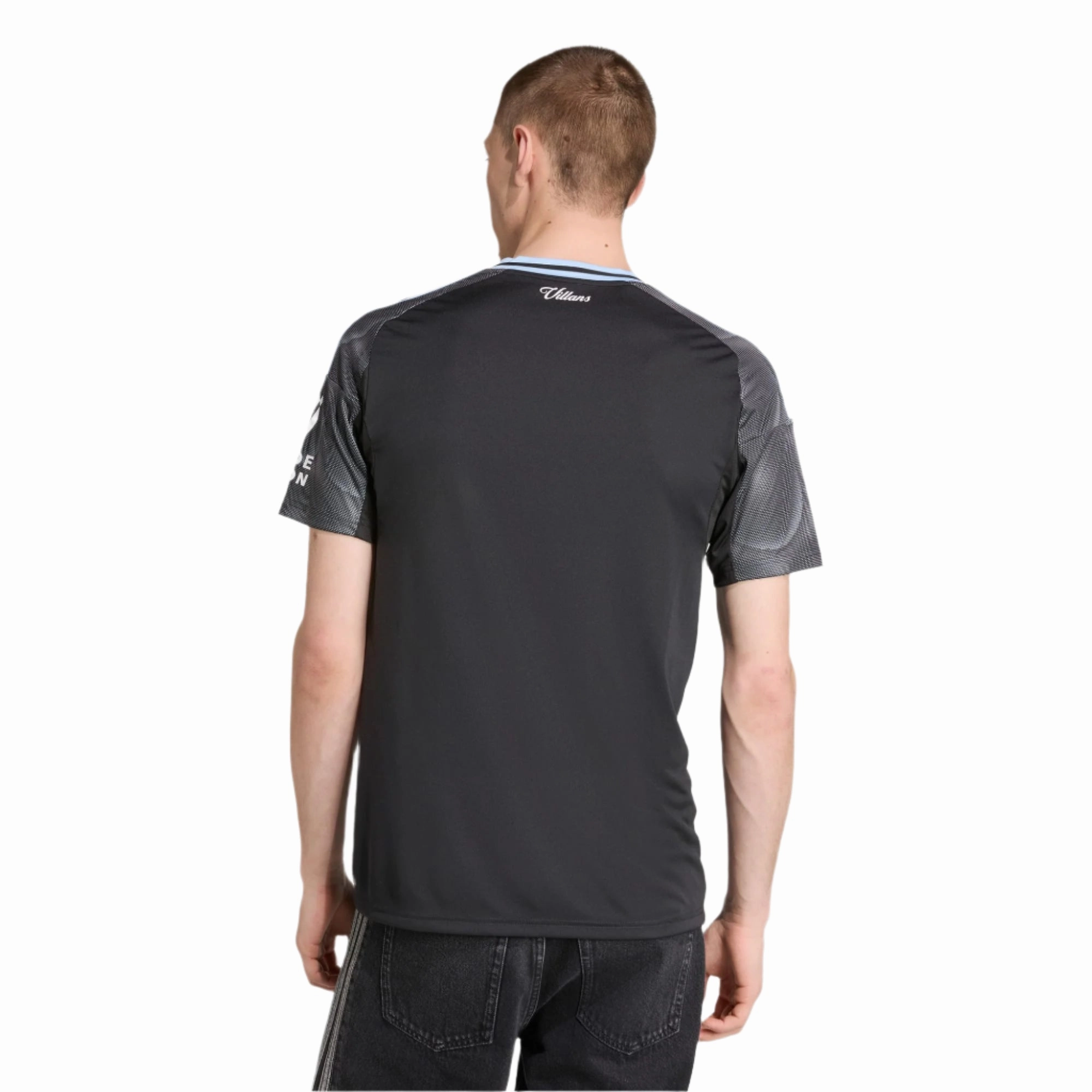 Low Profile Drop Shoulder adidas Mcginn Men's Aston Villa 25/26 Away Jersey w/ EPL   NRFR Patches (Black/Global Blue)