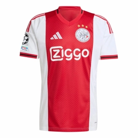 adidas Men's Ajax Home Jersey w/ Champions League Patches 25/26 (Red/White) Reinforced Stitching