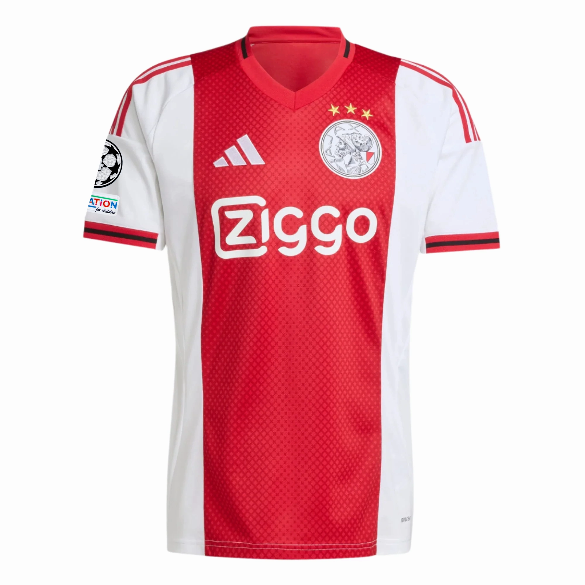 adidas Men's Ajax Home Jersey w/ Champions League Patches 25/26 (Red/White) Reinforced Stitching