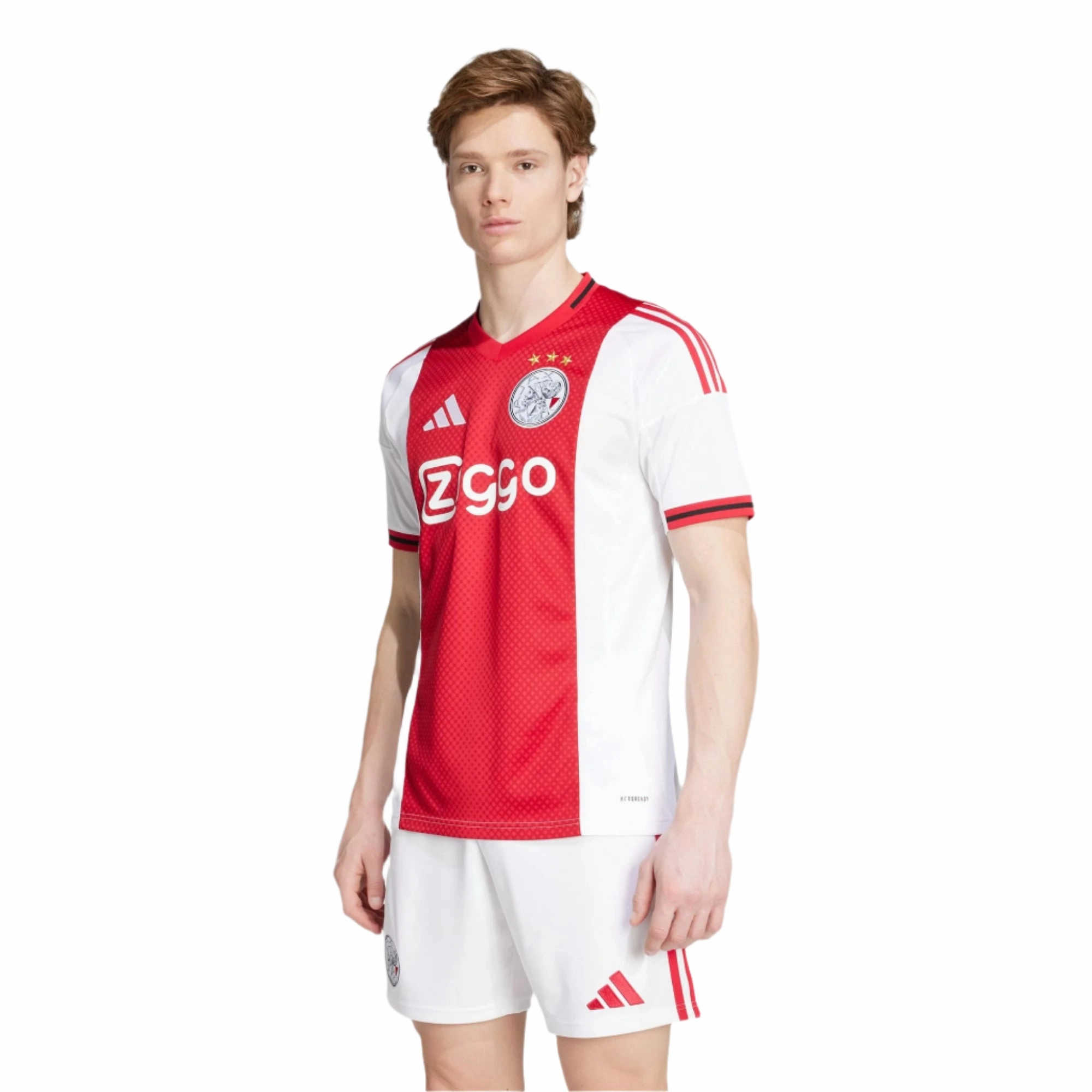 Relaxed Performance Bold Form adidas Men's Ajax Home Jersey w/ Champions League Patches 25/26 (Red/White)