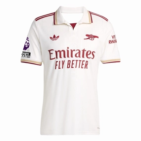 Smart Wear adidas Men's Arsenal FC Third Jersey 25/26 w/ NRFR   EPL Patches (White/Burgundy)