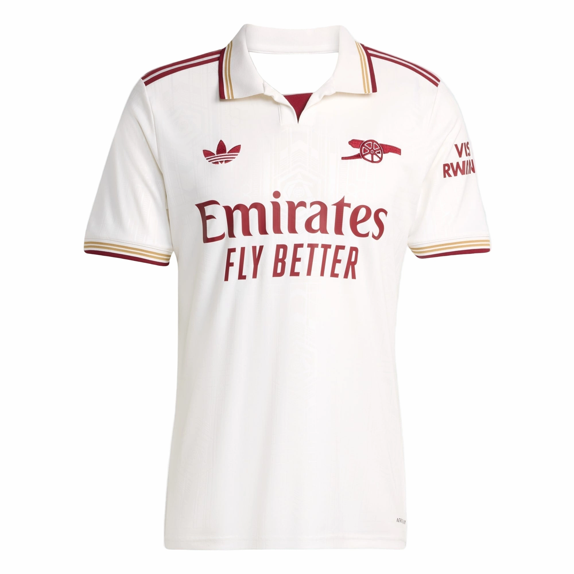 adidas Men's Arsenal FC Third Jersey 25/26 (White/Burgundy) Antimicrobial Treatment