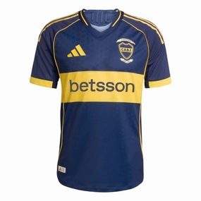 adidas Men's Boca Juniors Authentic Home Jersey 25/26 (Indigo/Gold) Easy Motion Athletic Ribbed Cuffs