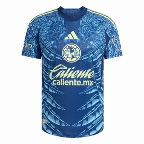 adidas Men's Club Am??rica 25/26 Authentic Away Jersey (Blue) Quick Release Zipper Features
