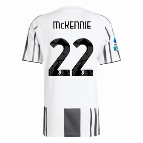 adidas Men's Juventus Weston McKennie Home Jersey w/ Serie A Patch 25/26 (White/Black/Pink) Outdoor Wear Moisture Control Microfiber