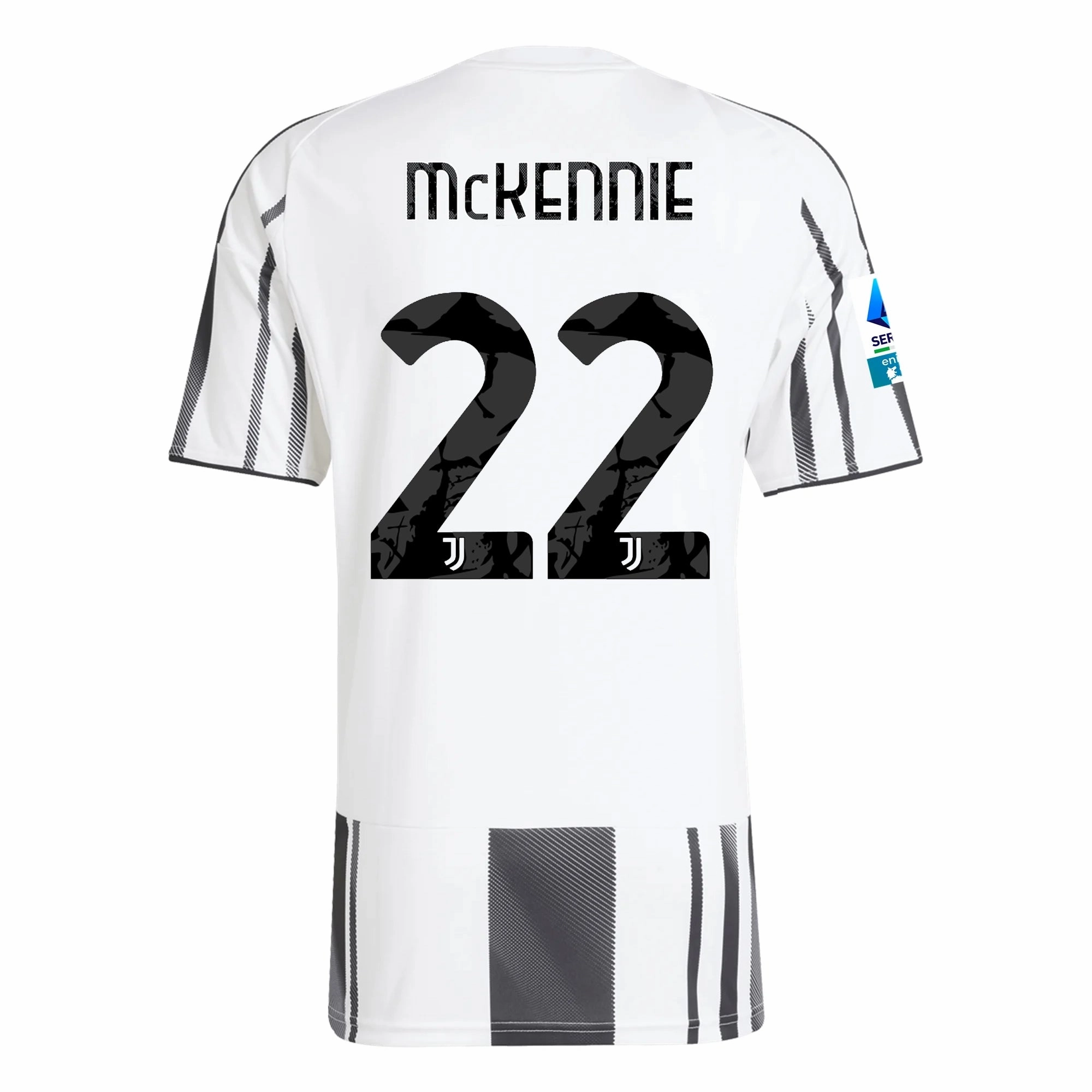 adidas Men's Juventus Weston McKennie Home Jersey w/ Serie A Patch 25/26 (White/Black/Pink) Outdoor Wear Moisture Control Microfiber