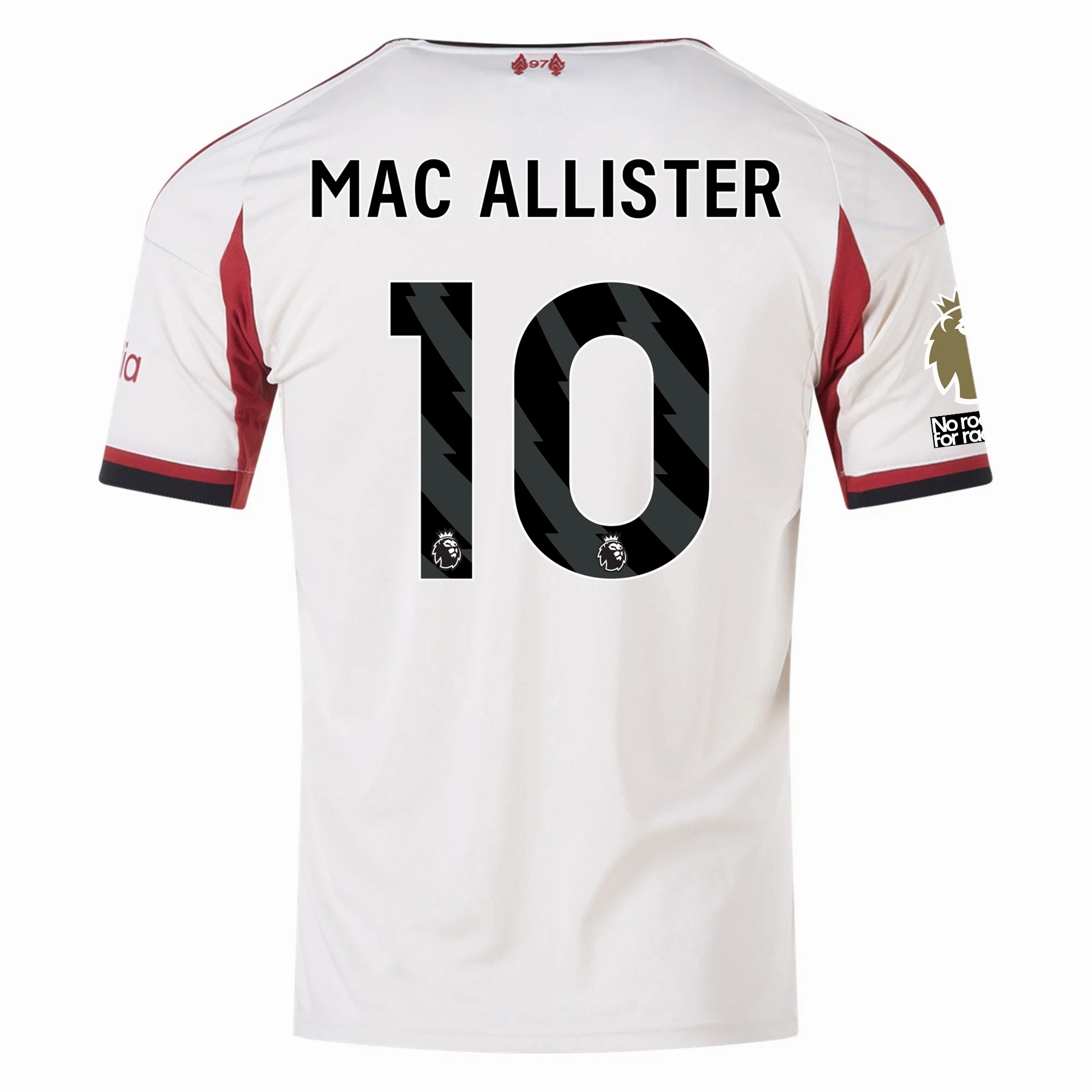 adidas Men's Liverpool Alexis Mac Allister Away Jersey w/ EPL Champions Patch 25/26 (Wonder White) Knit Grid Mesh Motion Gear