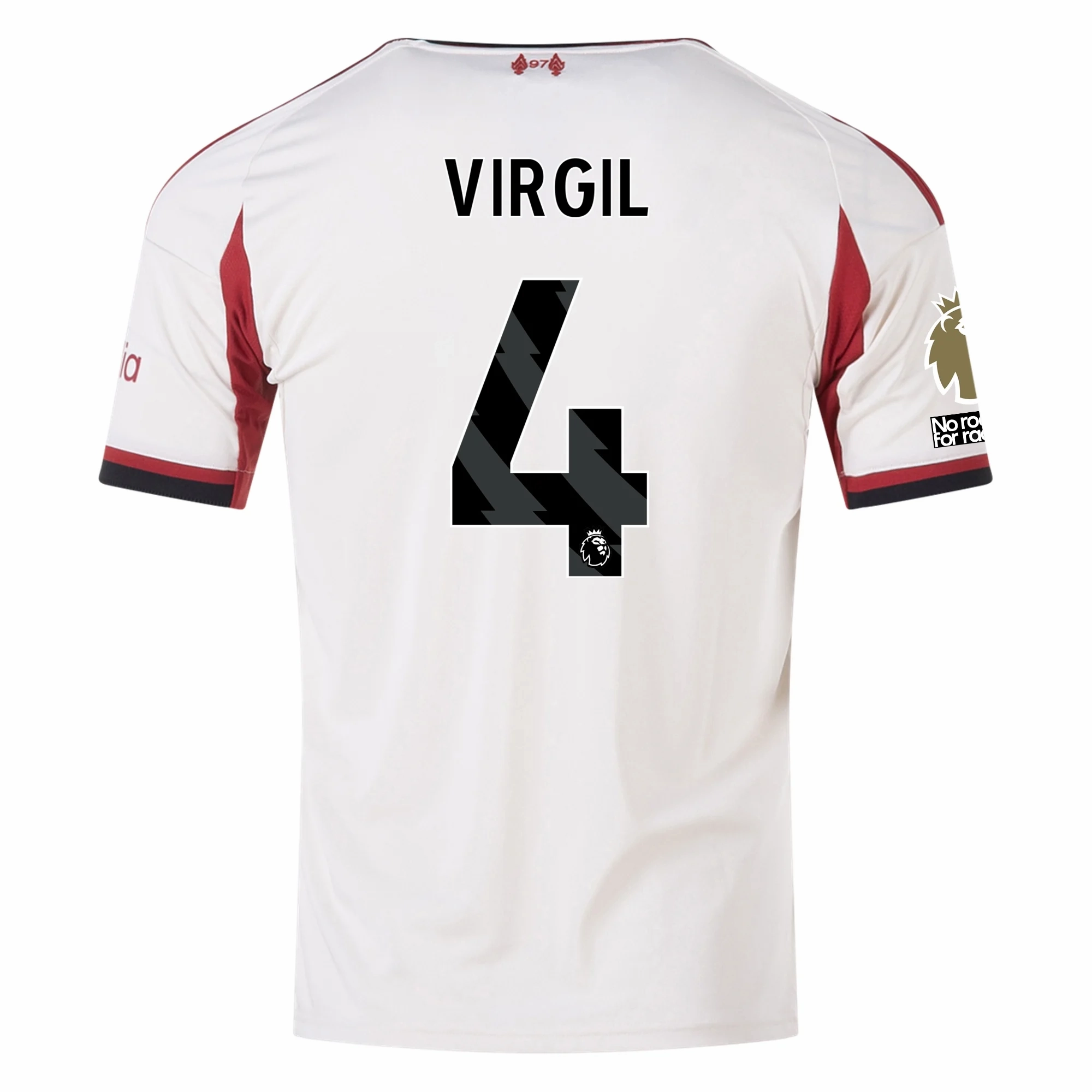 adidas Men's Liverpool Virgil van Dijk Away Jersey w/ EPL Champions Patch 25/26 (Wonder White) Stretchable Fabric
