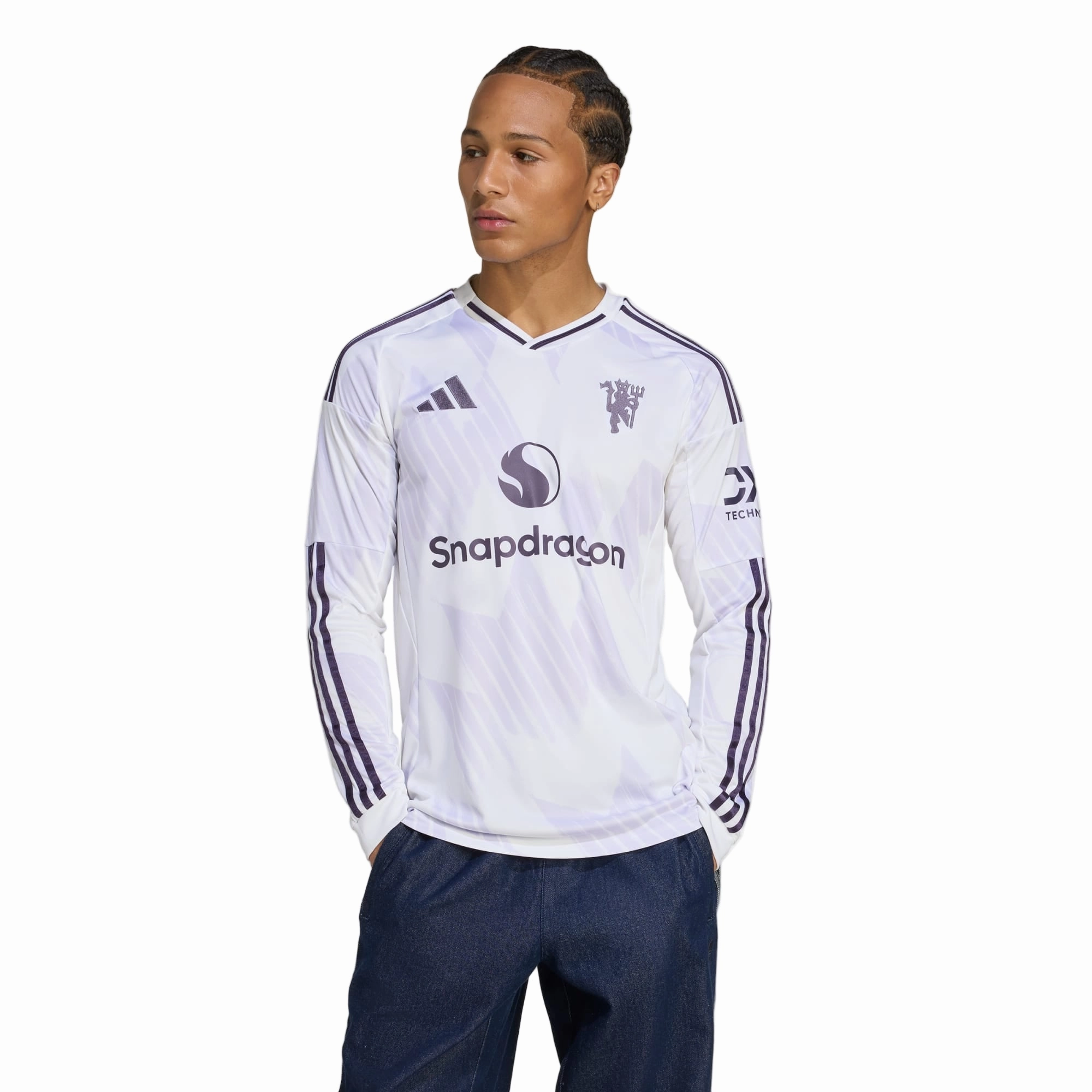 Lightweight Layering Airy material adidas Men's Manchester United 25/26 Long Sleeve Away Jersey (White)