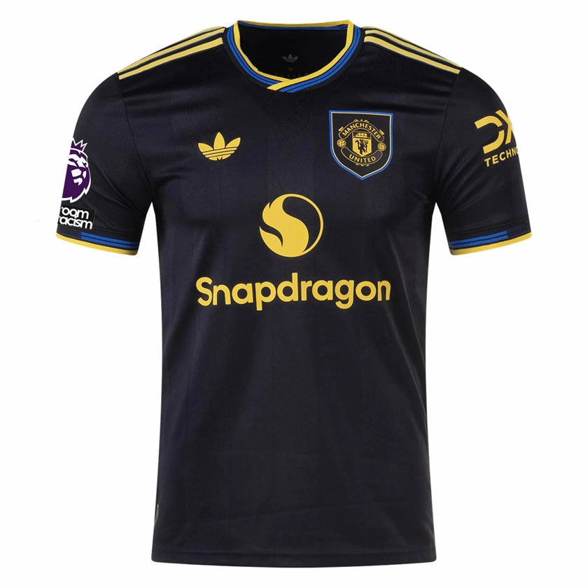 Moisture Control Microfiber Light Training adidas Men's Manchester United Authentic Third Jersey 25/26 w/ NRFR   EPL Patches (Black)
