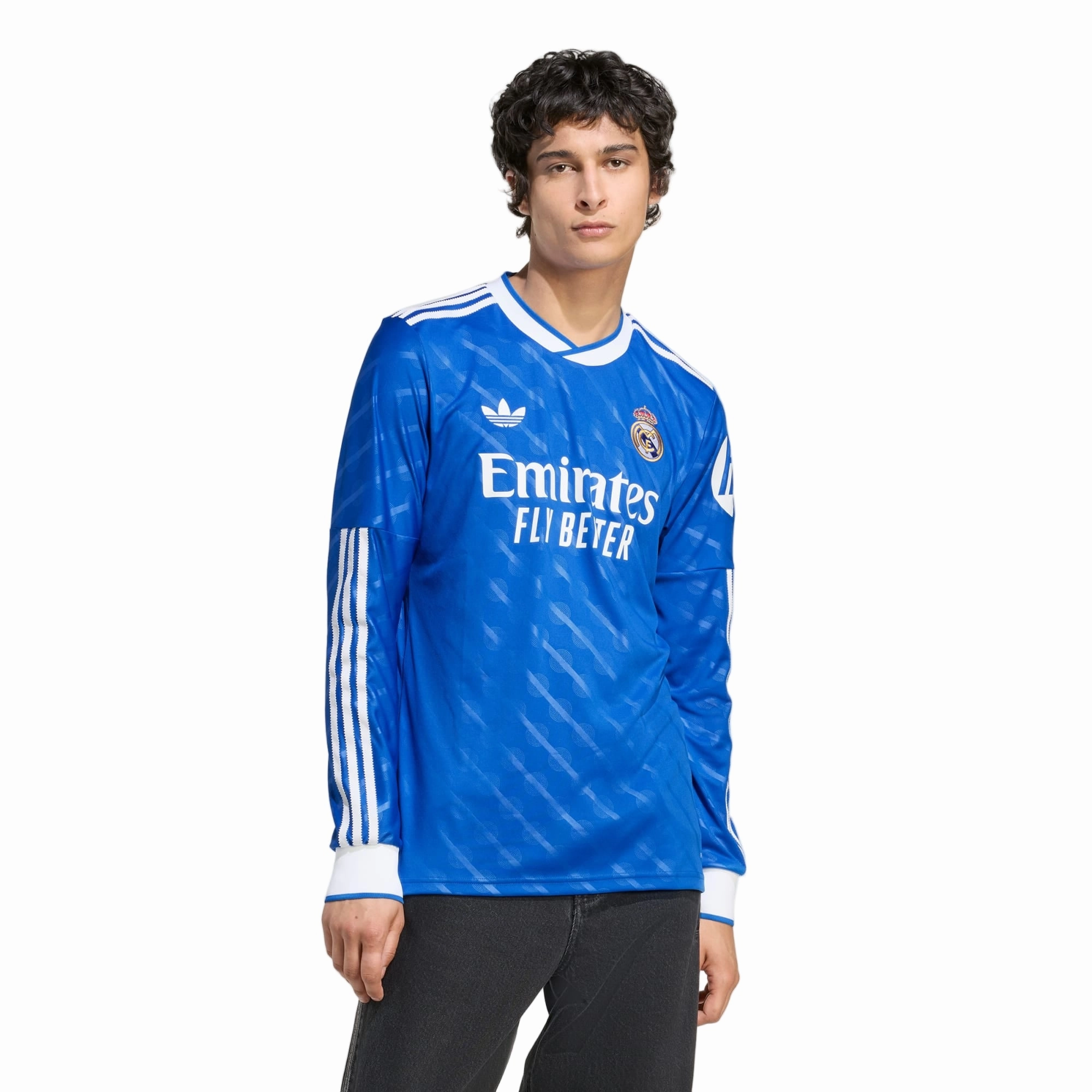 Dry Performance adidas Men's Real Madrid Long Sleeve Third Jersey w/ Champions League Patches 25/26 (Blue/White)
