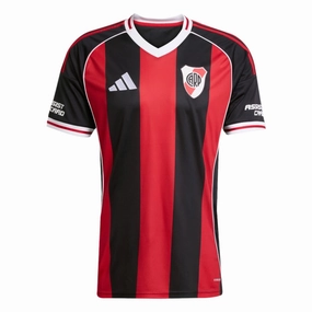 adidas Men's River Plate 25/26 Away Jersey (Black/Red) Dynamic Tension Banding Zero Waste Manufacturing Process