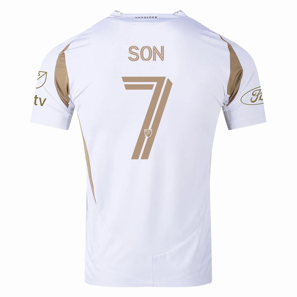 adidas Men's Son Heung-min LAFC Authentic Away Jersey w/ MLS   Apple   Ford Logo 25/26 (White/Gold) Breathe Easy