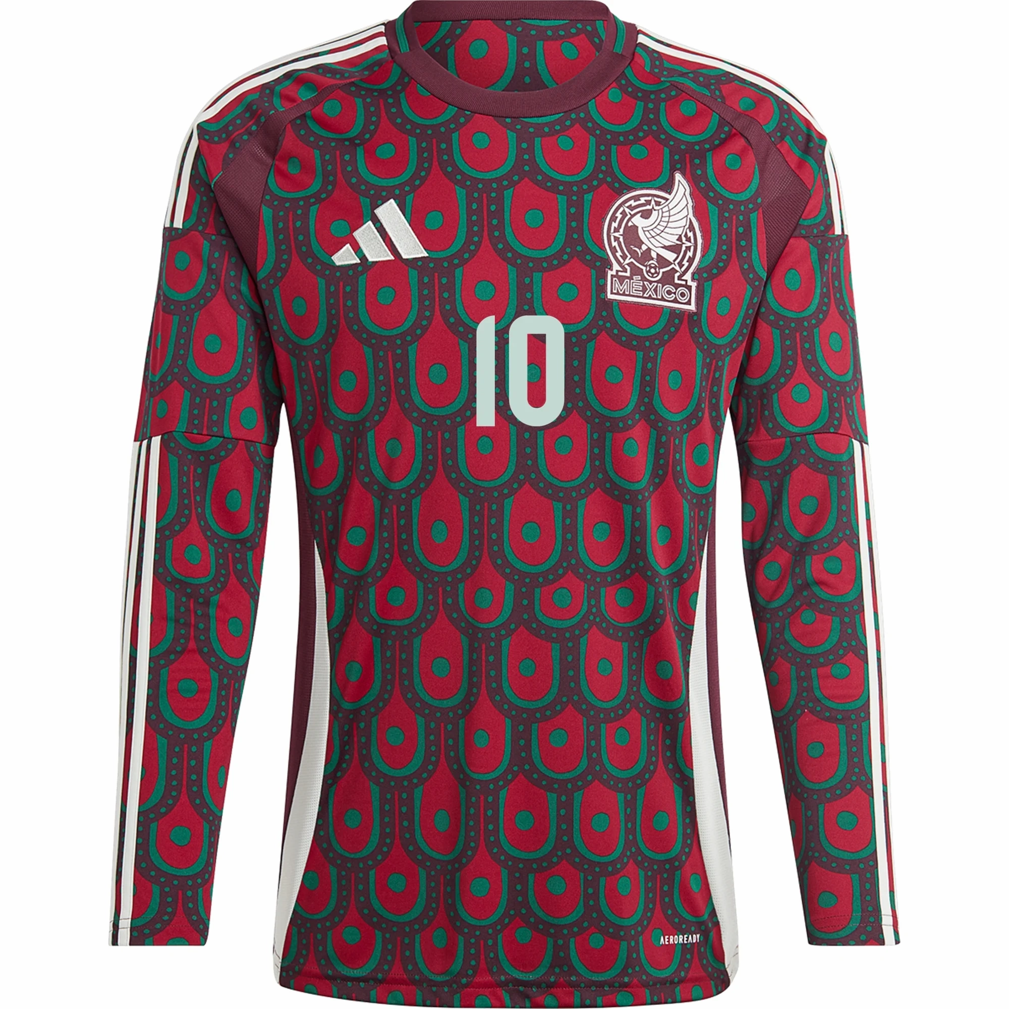 adidas Mens Mexico Alexis Vega Home Long Sleeve Jersey 24/25 (Multicolor) Active Hours Cool Look