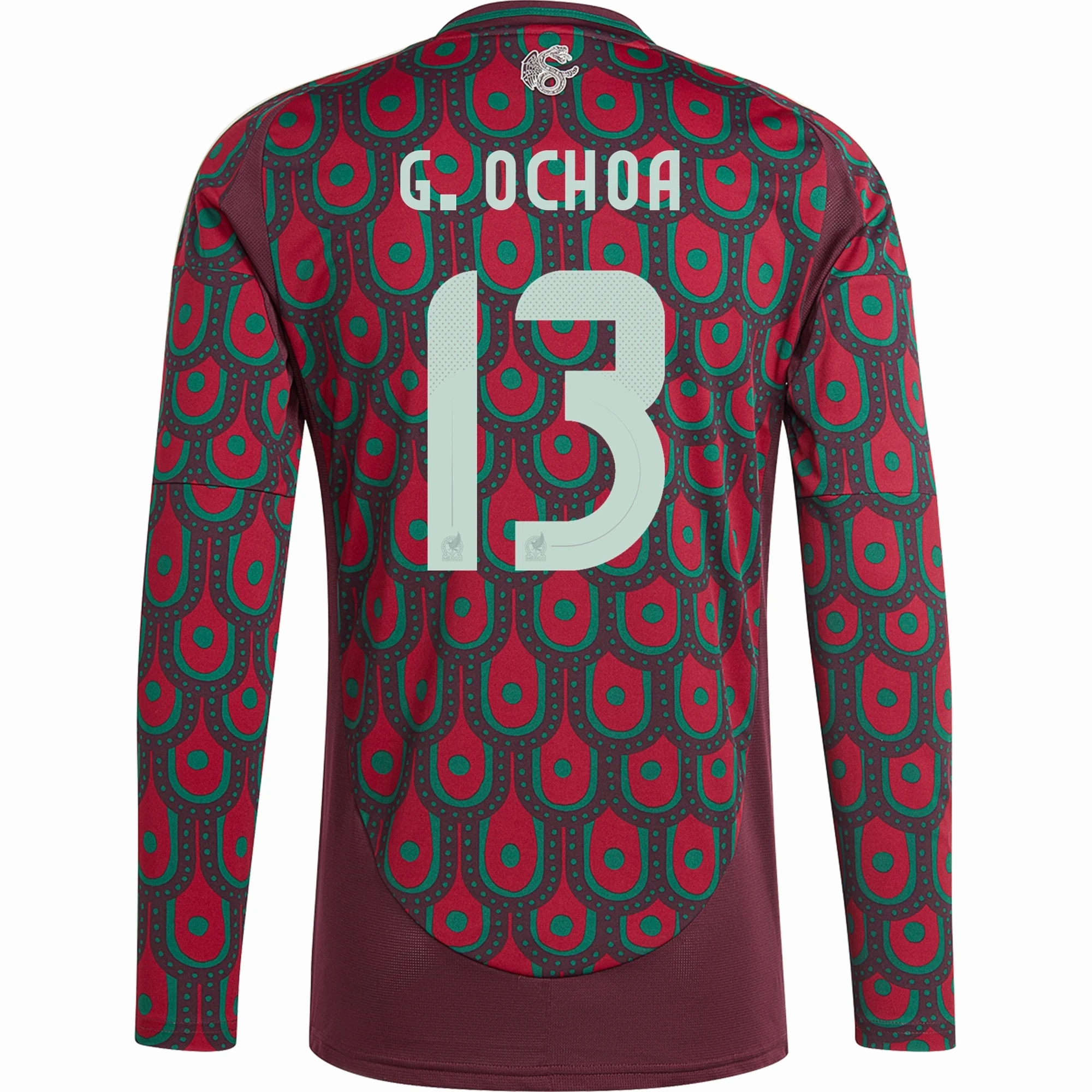 adidas Mens Mexico Guermillo Ochoa Home Long Sleeve Jersey 24/25 (Multicolor) Street Flex