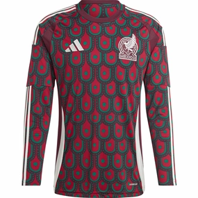 adidas Mens Mexico Home Long Sleeve Jersey 24/25 (Multicolor) Silky Smooth Athletic Silicone Grip