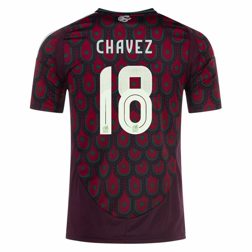 Mesh Detail Temperature Regulating Material Adidas Mens Mexico Luis Chavez Home Jersey 24/25 (Multicolor)