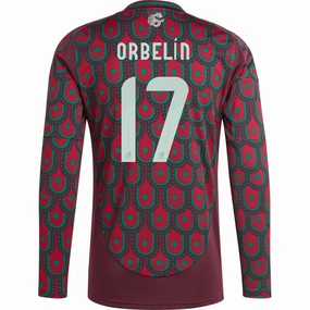 Bold Trim adidas Mens Mexico Orbel??n Pineda Home Long Sleeve Jersey 24/25 (Multicolor)