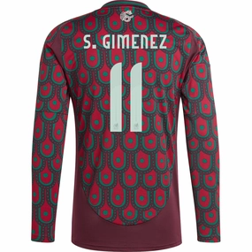 adidas Mens Mexico Santiago Gim??nez Home Long Sleeve Jersey 24/25 (Multicolor) Wear Resistant Reinforcement