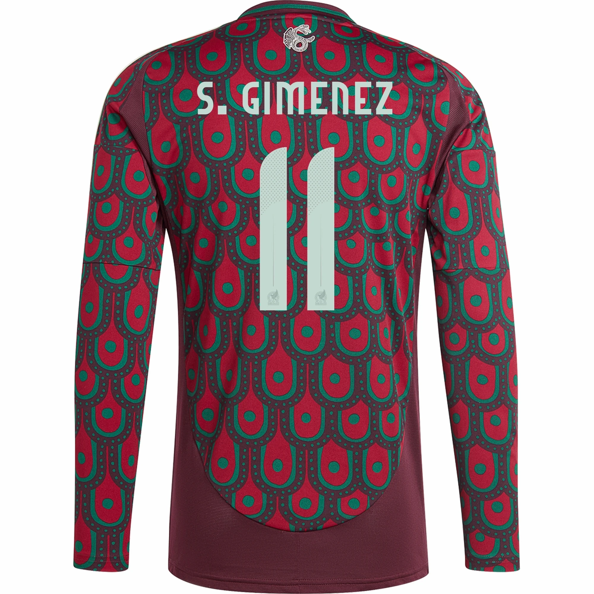adidas Mens Mexico Santiago Gim??nez Home Long Sleeve Jersey 24/25 (Multicolor) Wear Resistant Reinforcement