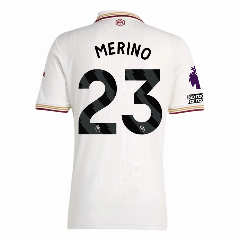 adidas Merino Men's Arsenal FC Third Jersey 25/26 w/ NRFR   EPL Patches (White/Burgundy) Interlock Knit Structure Water Repellent Finish