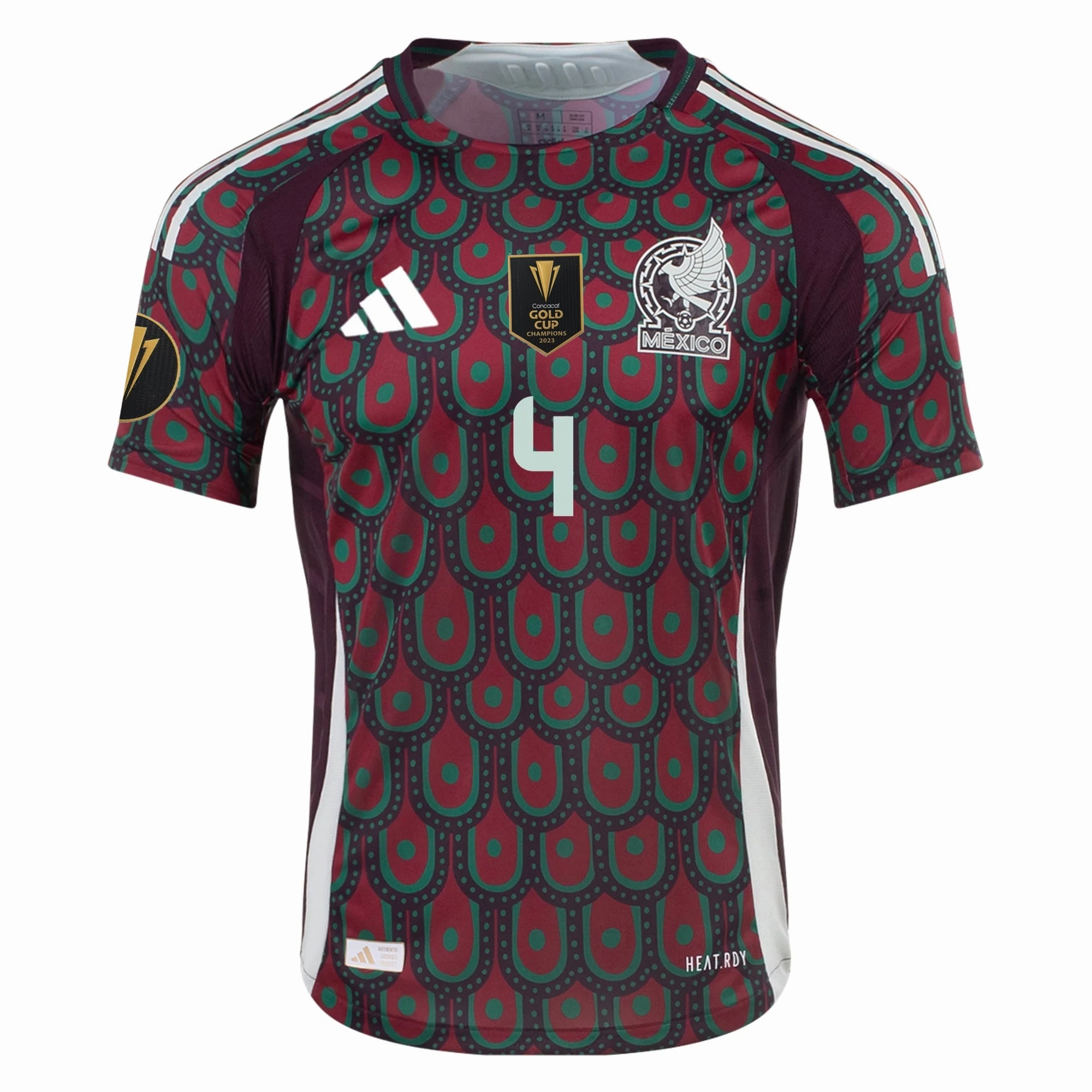 adidas Mexico Authentic Edson ??lvarez Home Jersey 24/25 w/ Gold Cup 2025 Patchse (Multicolor) Tear Resistant Weave