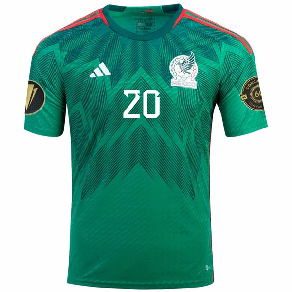 Cozy Layers Responsive Gear adidas Mexico Henry Martin Authentic Home Jersey w/ Gold Cup Patches 22/23 (Vivid Green)