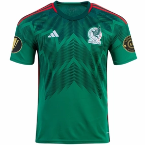 Neutral Look Double Layered Edge Reinforcement adidas Mexico Home Jersey w/ Gold Cup Patches 22/23 (Vivid Green)