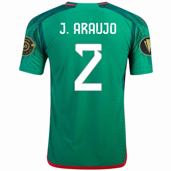 Crisp Look adidas Mexico Julian Araujo Authentic Home Jersey w/ Gold Cup Patches 22/23 (Vivid Green)