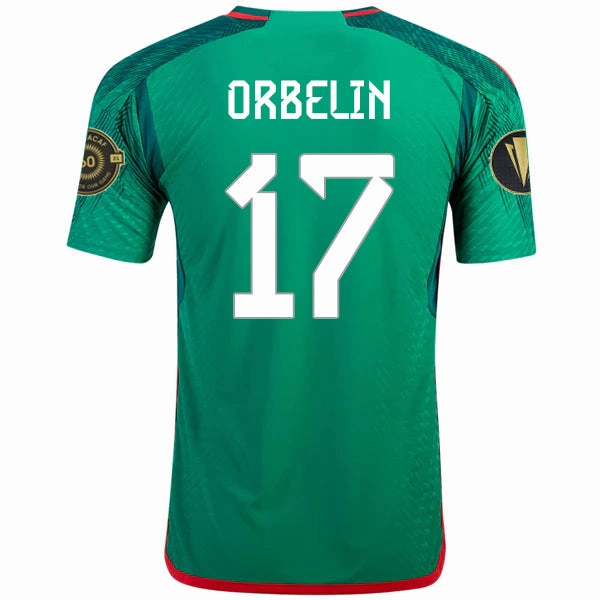 Flexible Drop Shoulder Cut Training Gear adidas Mexico Orbel??n Pineda Authentic Home Jersey w/ Gold Cup Patches 22/23 (Vivid Green)