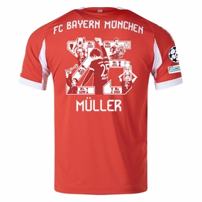 adidas Muller Special Edition Bayern Munich Authentic Harry Kane Home Jersey w/ Champion League Patches 25/26 (Red) Low Friction Texturing Reinforced Stitching