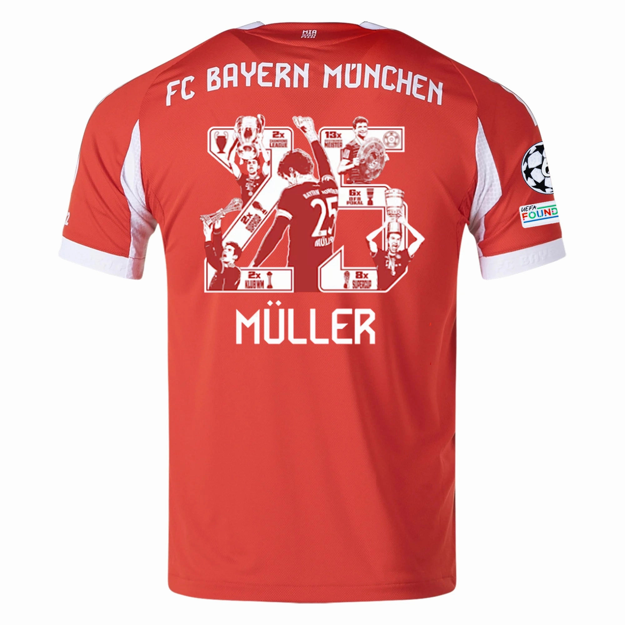 Contrast Trim Detailing adidas Muller Special Edition Bayern Munich Authentic Harry Kane Home Jersey w/ Champion League Patches 25/26 (Red)