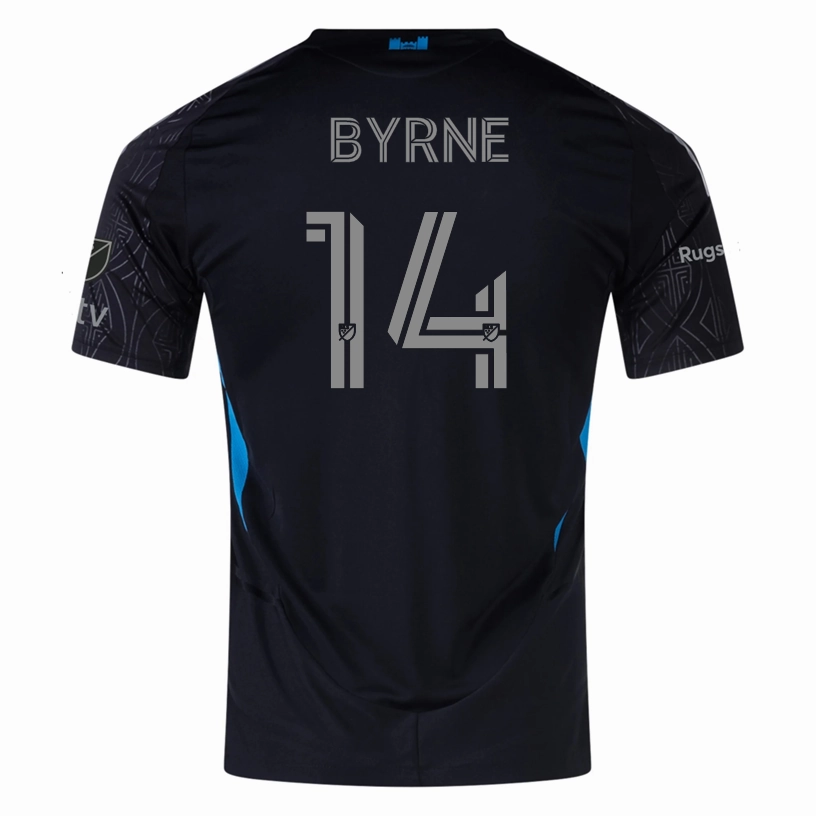 adidas Nathan Byrne Charlotte FC Authentic Away Jersey 25/26 (Black) Stretch Comfort