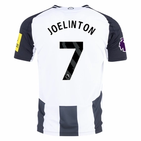 Adidas Newcastle United Authentic Joelinton Home Jersey w/ EPL Patch 24/25 (Black/White) Flexible Collar Design