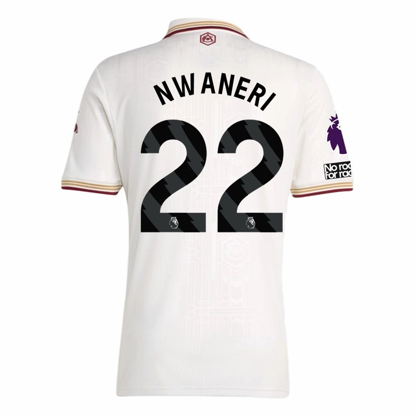 adidas Nwaneri Men's Arsenal FC Third Jersey 25/26 w/ NRFR   EPL Patches (White/Burgundy) Breathable Material