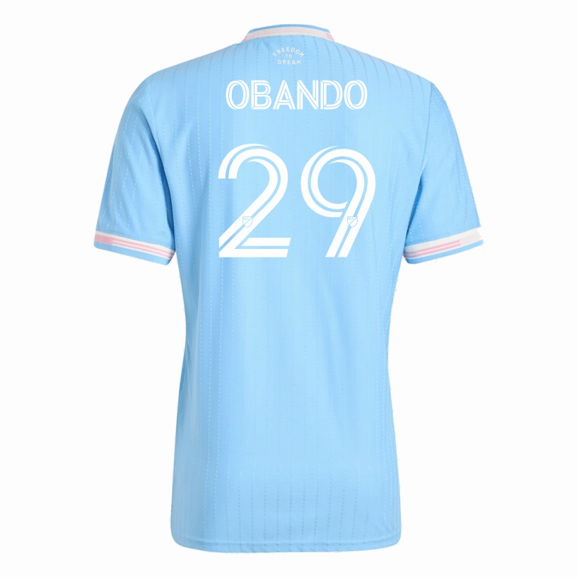 adidas Obando Inter Miami Authentic Third Jersey 25/26 (Blue/Pink) Abrasion resistant Tailored Fit